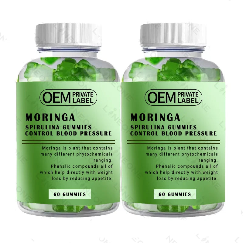 Private Label Support Booster Energy Moringa Wheatgrass Kelp Blend Hawaiian Chlorella Spirulina Gummies
