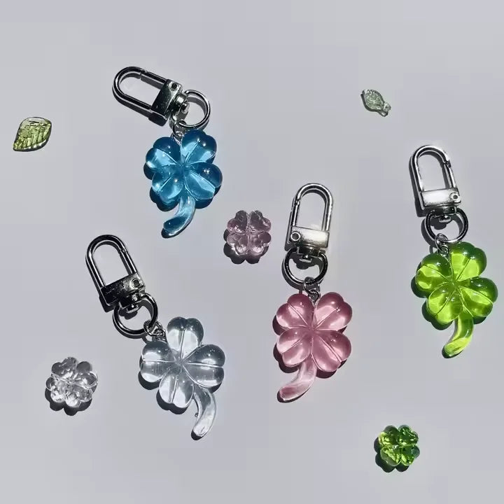 Colorful Lucky Four Leaf Clover KeyChain Phone Charms Pendant Kawaii Keychain Y2K Sweet Lanyard Accessories Ins Korea MegaBDM