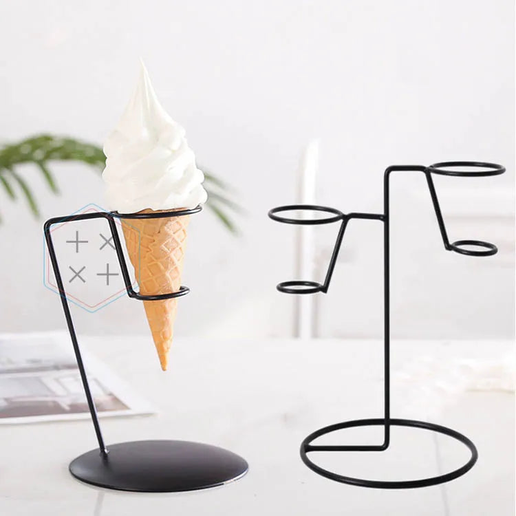 Single Black Metal Food Rack Waffle Cone Holder