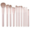 Skylark Peach Pink 13-Piece Beginner-Friendly Makeup Brush Set Plastic Handle PU Bag Artificial Fibre Face for Ladies Eyeliner