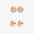 925 Sterling Silver Women Jewelry Pave CZ Gold Plated Bold Gold Dome Huggie Earrings
