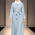 YXA029 2026 Eid Muslim Women Dress Islamic Hijab Traditional Luxury with Wave Blue Fresh Elegant Abaya Dignified Charming