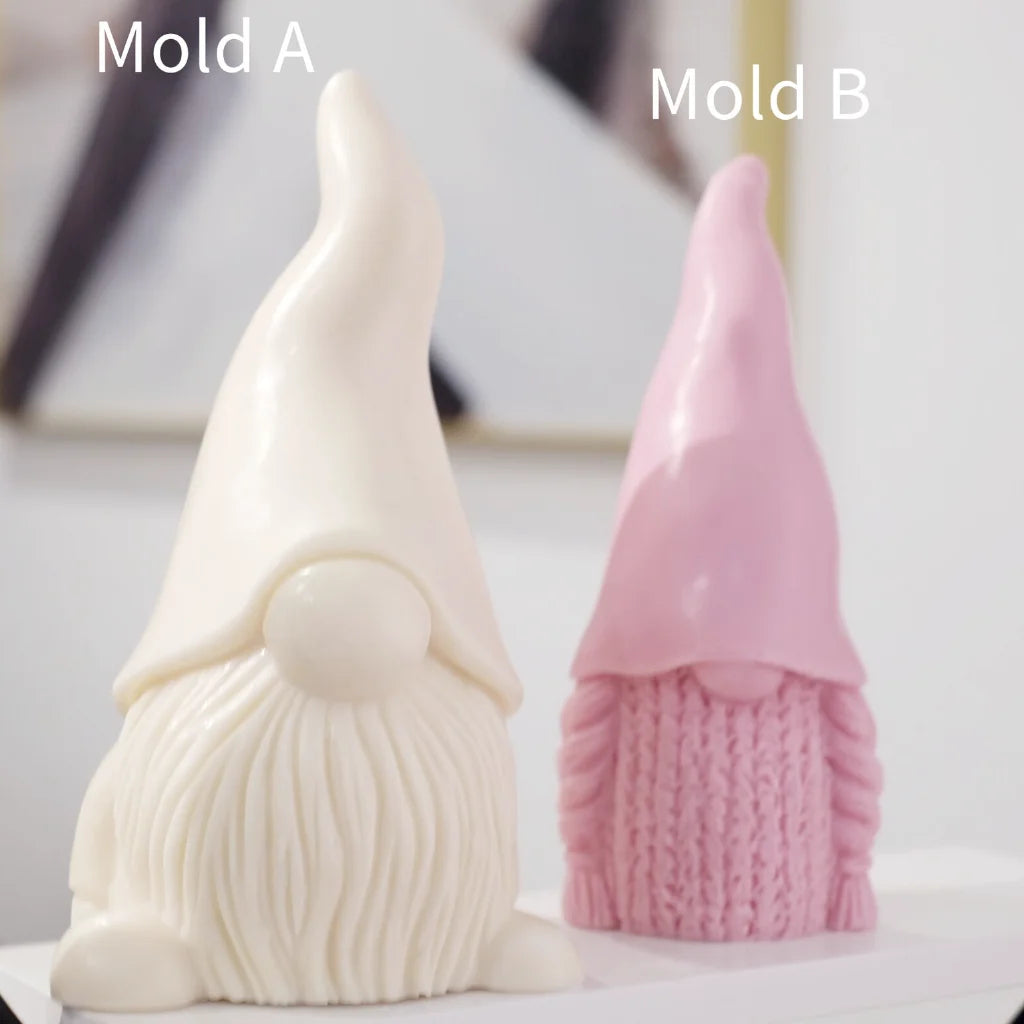Big Nordic Gnome Elf Candles Mold for Making Christmas Decor Idea Epoxy Resin DIY Garden Concrete Plaster