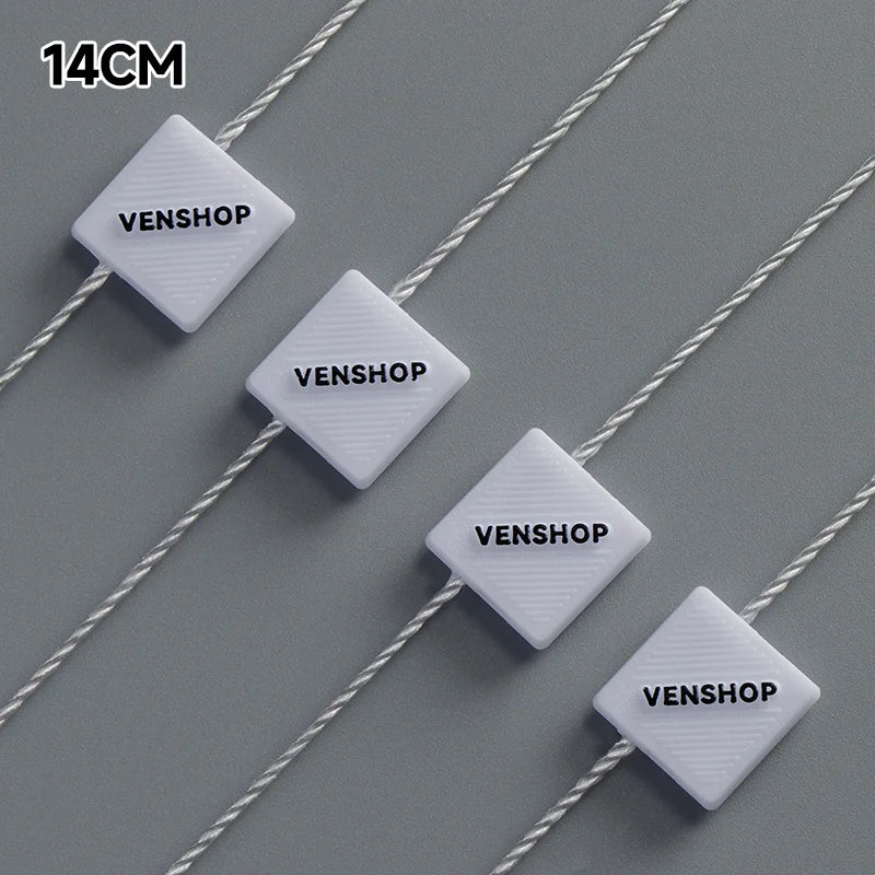 Hot Sale Custom Size Plastic String Garment Accessory Eco-Friendly Folded Hangtag Seal with Taglock Promotional Garment Labels