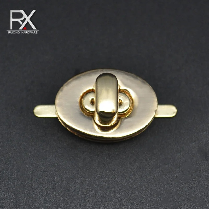 Mini Gold Zinc Alloy Oval Turn Lock Clasp for Leather Handbag Wallet Small Twist Bag Lock Hardware Accessories
