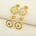 QIKU Wholesale Crystal Four Leaf Clover Gold Plated Hypoallergenic Stud Diamond Jewelry Classy Earrings for Women Children