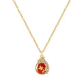 Water Drop Full Diamond Light Luxury Elegant Gorgeous Necklace Red Crystal Women's All-match Clavicle Necklace