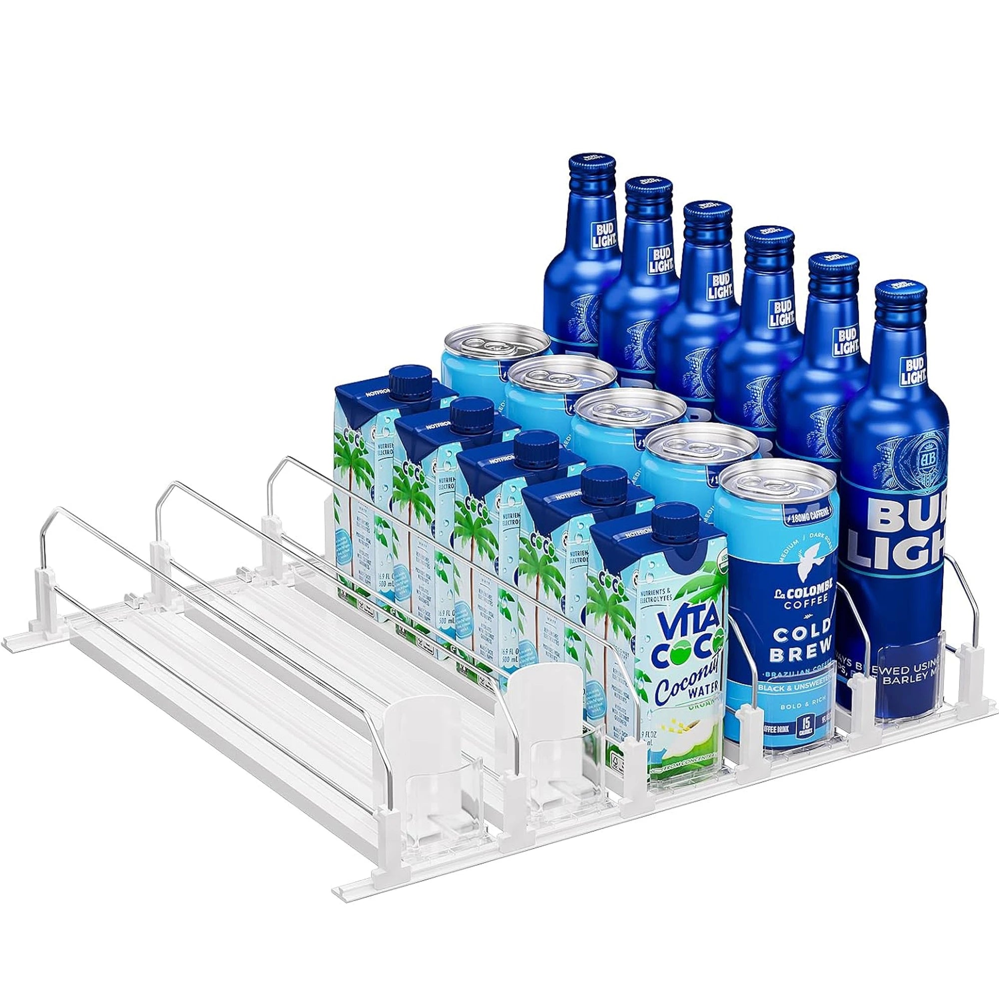 Hookei Automatic Adjustable Width Supermarket Drink Bottle Shelf Pusher With Competitive Price Metal Pusher System