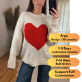 Autumn Winter Casual New Fashionable Pullover Crew Neck Sweater for Women with Love Heart Pattern