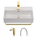 US Stock Free Shipping White Ceramic Wash Basin 21*12 Inch Wall Mounted Art Basin with Faucet Wall Hang Bathroom Sink