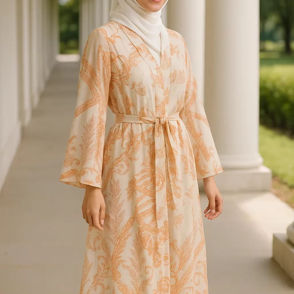 YXA036 2026 Eid Muslim Women Dress Islamic Hijab Traditional Luxury with Floral Long Dress Abaya Coat for Spring and Summer
