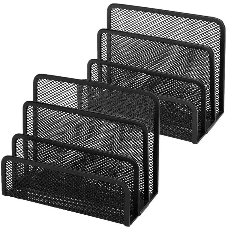 Desktop Metal Mesh File Holder Organizer with 3 Vertical Upright Compartments Eco-friendly Power Coated Mail & Paper Holder