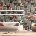 Made in Germany Photo Wallpaper Murals Buildings Blue Pink Non Woven Vinyl Wall Mural Landscape Architecture - 159 x 280 m