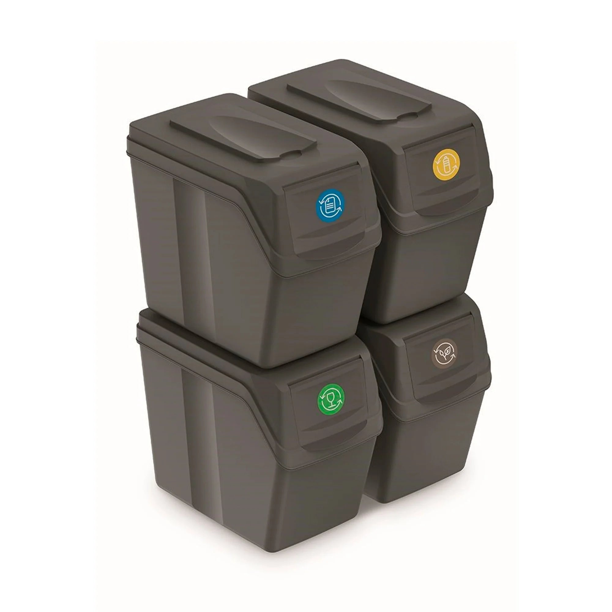 Set of 4 KEDEN SORTIBOX recycling bins grey volume 4x20L