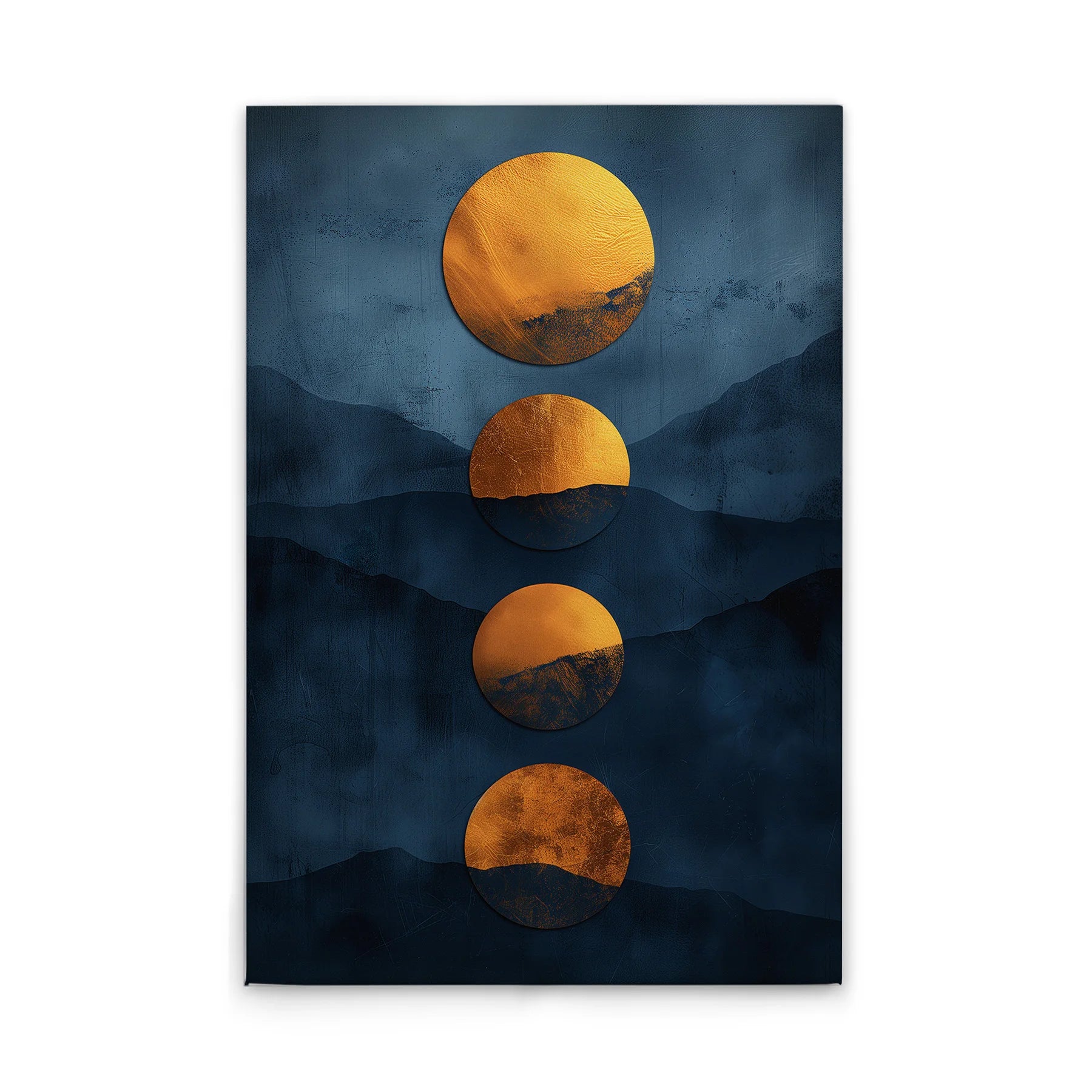 Made In Germany - Home Decor Canvas Picture Sunscape - Wall Painting Mural In Blue And Gold - Canvas Picture On Stretcher Frame