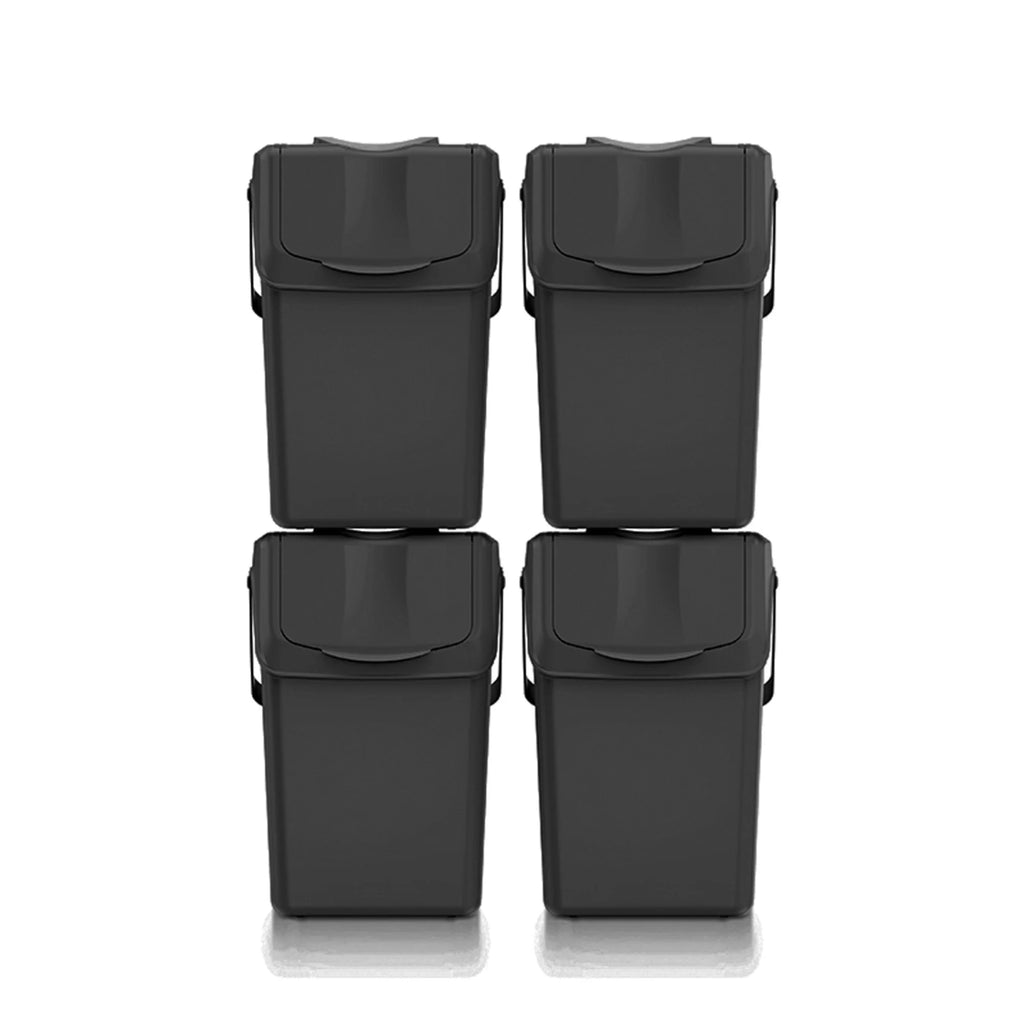 Set of 4 KEDEN SORTIBOX recycling bins black 100L