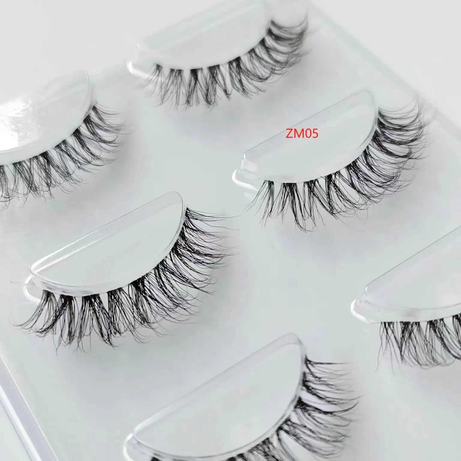 ZM05TD Natural D Curl Russian strip eyelash clear band Faux Mink Lashes russian lash strip