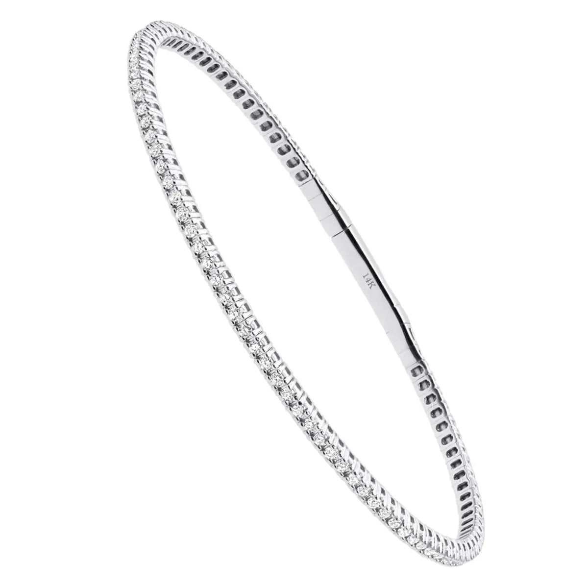 Solid 14K White Gold 1.26 Carat Prong Set Diamonds Tennis Bracelet Moon Shape Design IGI Certified for Women Fashion Jewelry