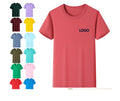 OEM Customized Logo Design men and women 180g combed cotton summer short-sleeved class uniform straight shoulder t-shirt