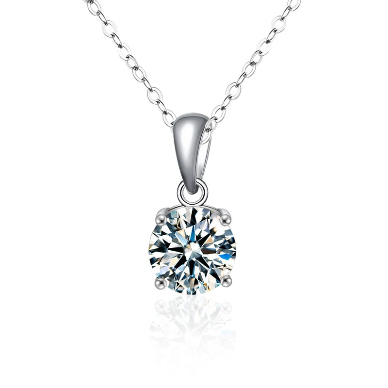 XGP64 Classic Round Design Six Claw 2Ct Moissanite Fine Jewelry Luxury 925 Sterling Silver Diamond Pendant Necklace for Women