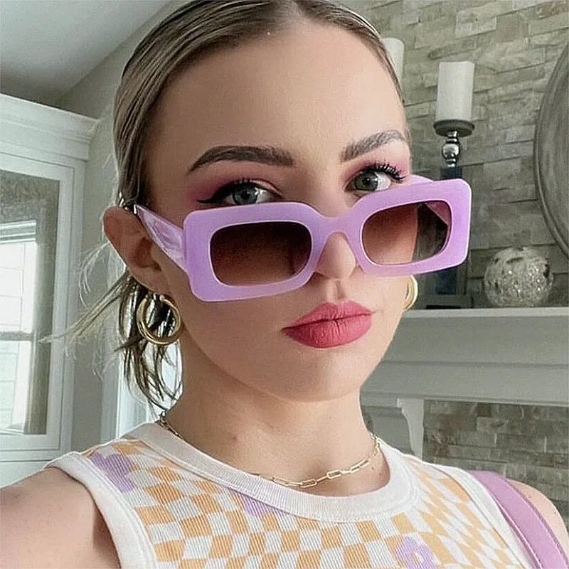 Logo Custom 2025 Fashion Candy Colors Rectangle Women Sunglasses UV400 Colorful Small Frame Square Sunglasses Women