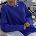 2026 Spring Autumn Cross-Border EU/US Women's Sweater - Solid Crew Neck Loose Pullover Knitwear-2