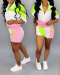Custom Breathable Windbreaker Summer Set Short Hoodie Women Wholesale Customize Tracksuit Short Sets 100% Nylon Plaid Zipper