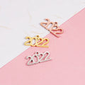 Metal Charms Stainless Steel Silver/Gold/Rose Gold Hollow Out Birth Year Number 2022 Tag Pendant Charm Pendant for Necklace