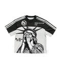 OEM Heavyweight 100% Cotton Black White Silk Screen Printed Men's Hip Hop Oversized T-Shirt with Contrast Trim