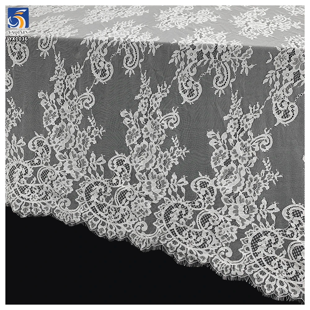 YX1036 2026 New Design New Technology Eyelash Lace Textile Fabrics 300CM*150CM Eyelash Wedding Lace Fabrics Bride's
