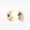 LOZRUNVE Bohemian Geometric Sterling Silver 925 Rainbow Dome Open Hoop Earring