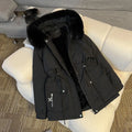 Oem Customized logo Design fashionable and versatile coat with hooded warm cotton coat with fleece collar women coat