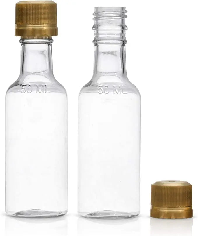 Mini 50ml PET Plastic Round Liquor Bottles with Long Neck for Whisky Spirits Soda Champagne & Energy Drinks-Custom Color