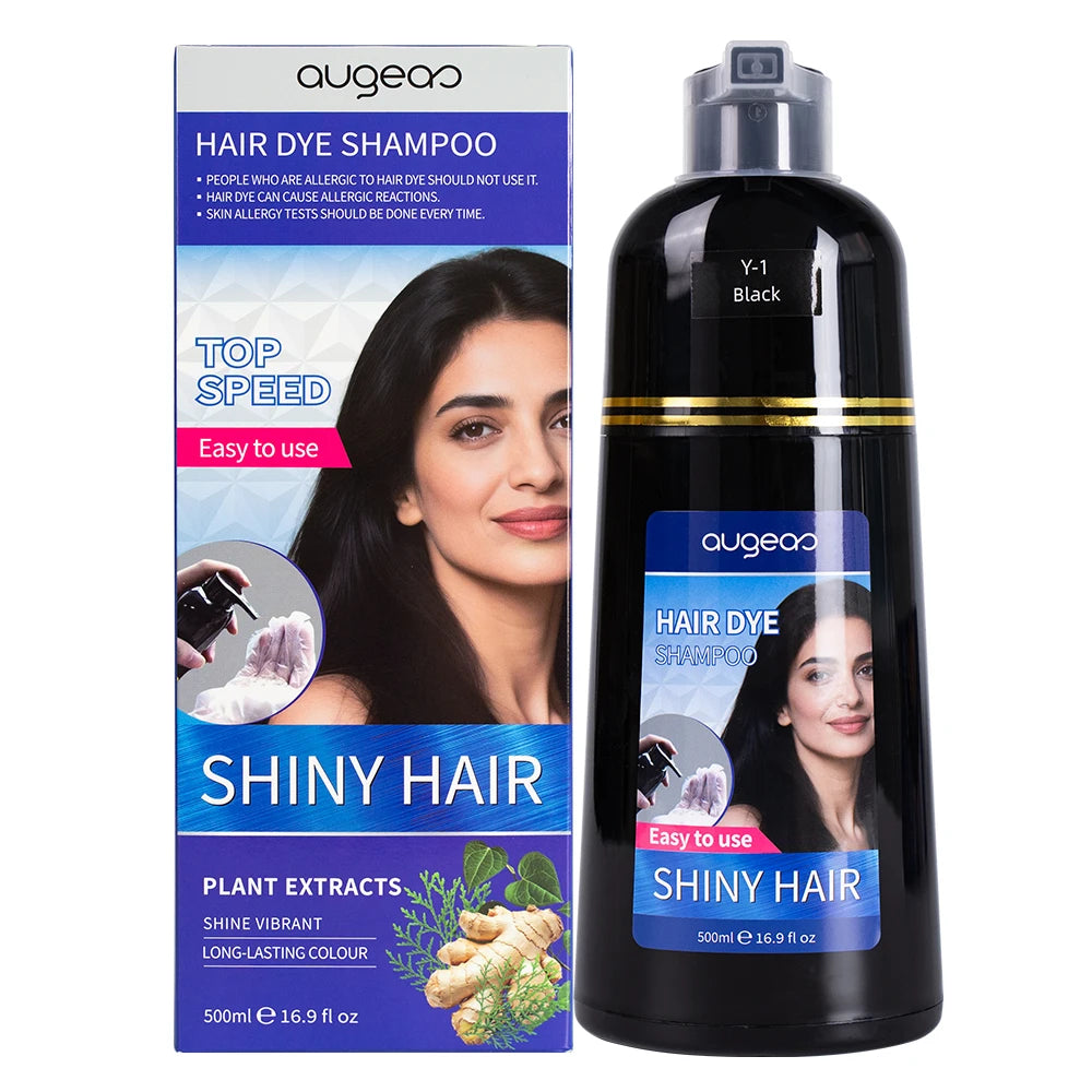 Wholesale Augeas Manufacturer Herbal No Ammonia Good Cover Gray Natural 3 in 1 Permanent Long Lasting Black Hair Dye Shampoo