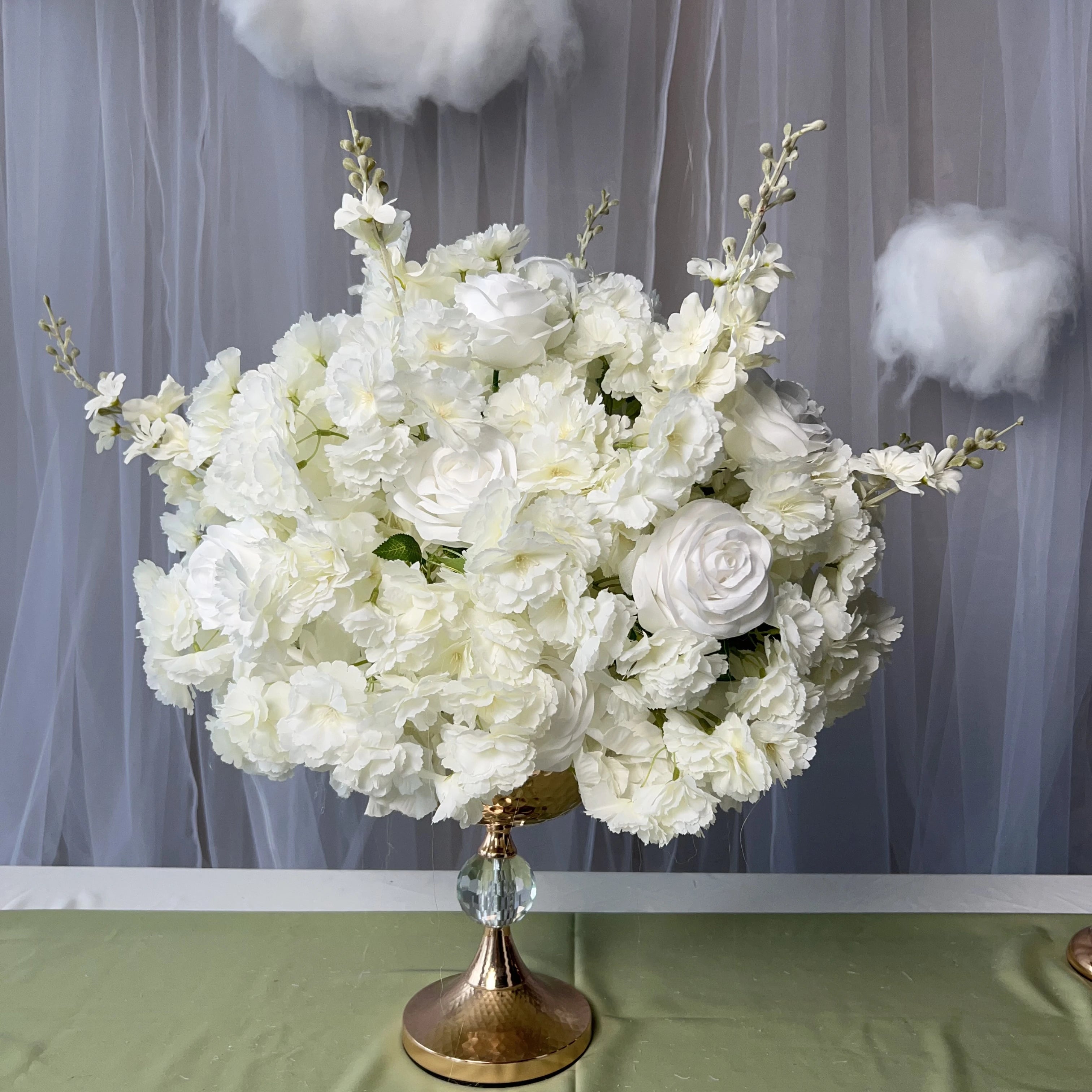 Luxury White Silk Mixed Silk Flower Ball High Quality Arrangements for Flowers Artificial Flowers Decor Wedding