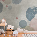 Made in Germany Photo Wallpaper Murals Dots Circles Grey Beige Non Woven Vinyl Graphic Wall Mural for Hotel Bulk - 371 x 280 m