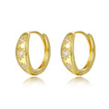 Vintage Fine Jewelry 925 Sterling Silver Micro Diamond CZ Eight-pointed Star Hoop Earrings for Women
