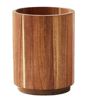 Sustainable Acacia Wood Swivel Storage Bucket Cutlery Storage Box for Kitchen Utensils and Flatware Sets for Parties