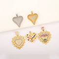 Wholesale 18K Gold Plated Heart Charm Zircon Vintage Pendant Personalized Trendy Unisex Fashion Accessories DIY Jewelry Making