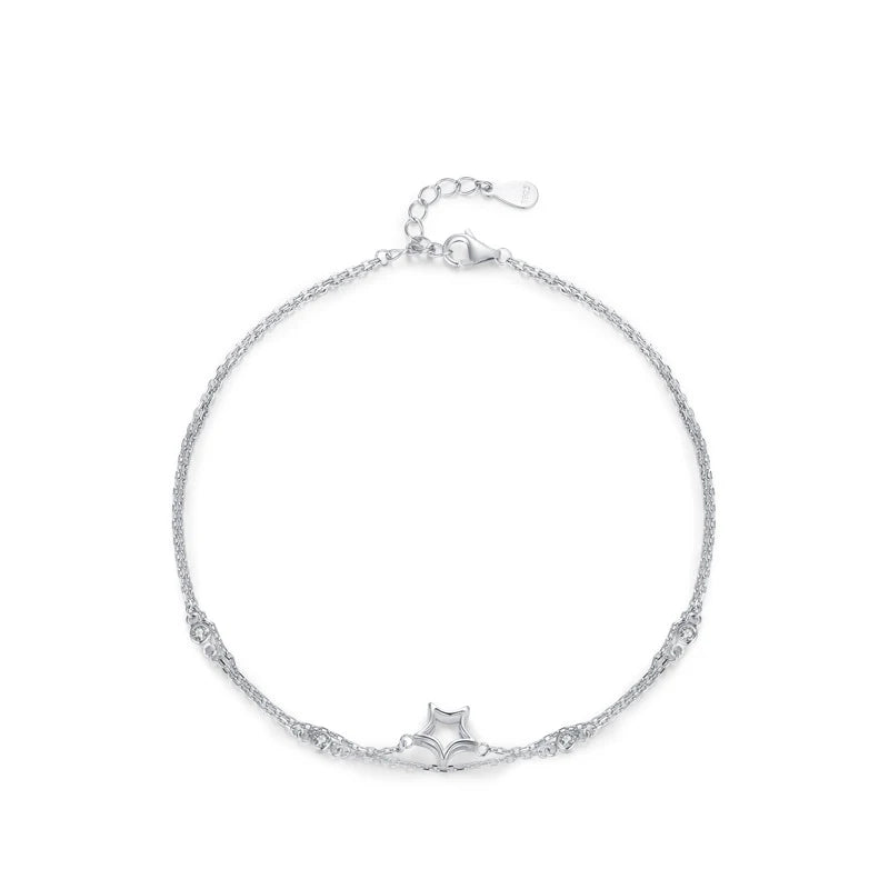 SL1658 925 Sterling Silver Light Luxury Elegant Star Bilayer Bracelets for Women Wedding Engagement Jewelry