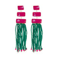 Fenyi Wholesale Jewelry Retro Fashion Bohemian Oil Drop Rice Beads Tassel Hypoallergenic Silver Needle Earrings