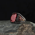 New Arrival Azuris 925 Sterling Silver Men's Ring Ottoman Style From Turkey Natural Stone Aqeeq Fine Jewelry VALKH1013