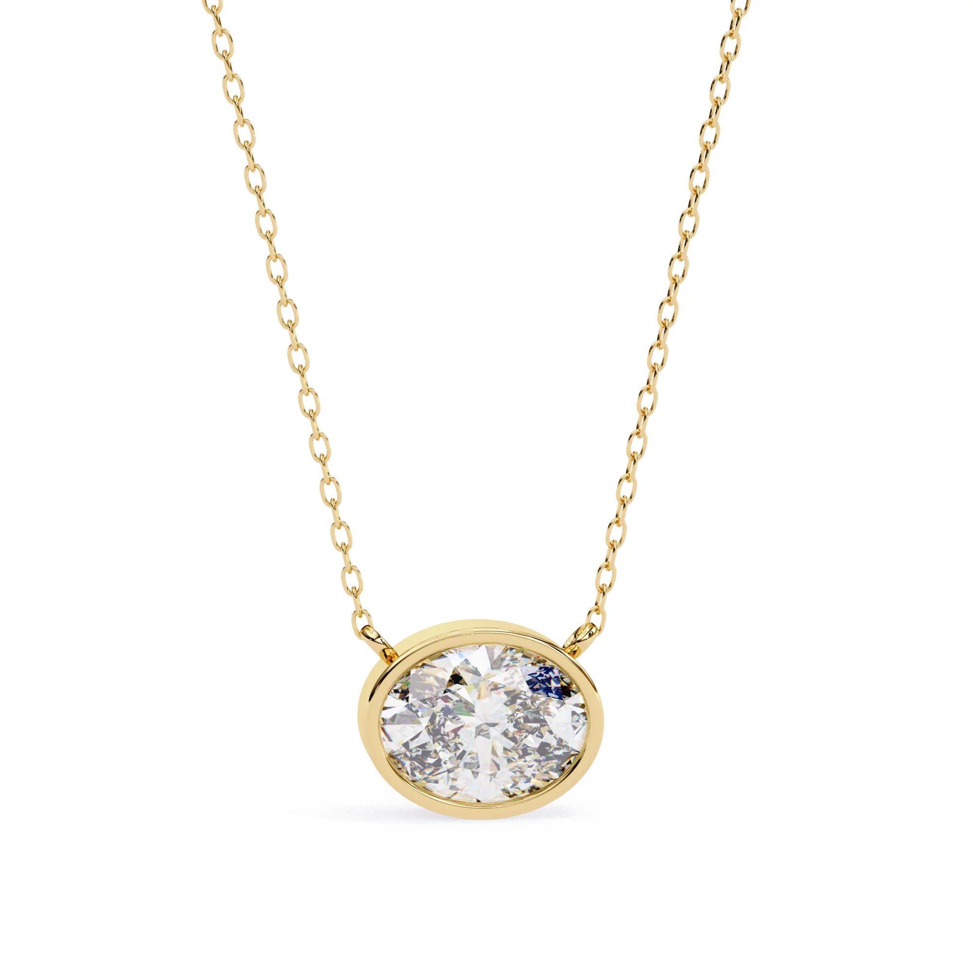 Classic Jewelry Lab Grown Oval Cut 1CT D Color VVS Diamond 14K Gold Plated IGI Certified Trendy Chain Necklace Pendant for Women