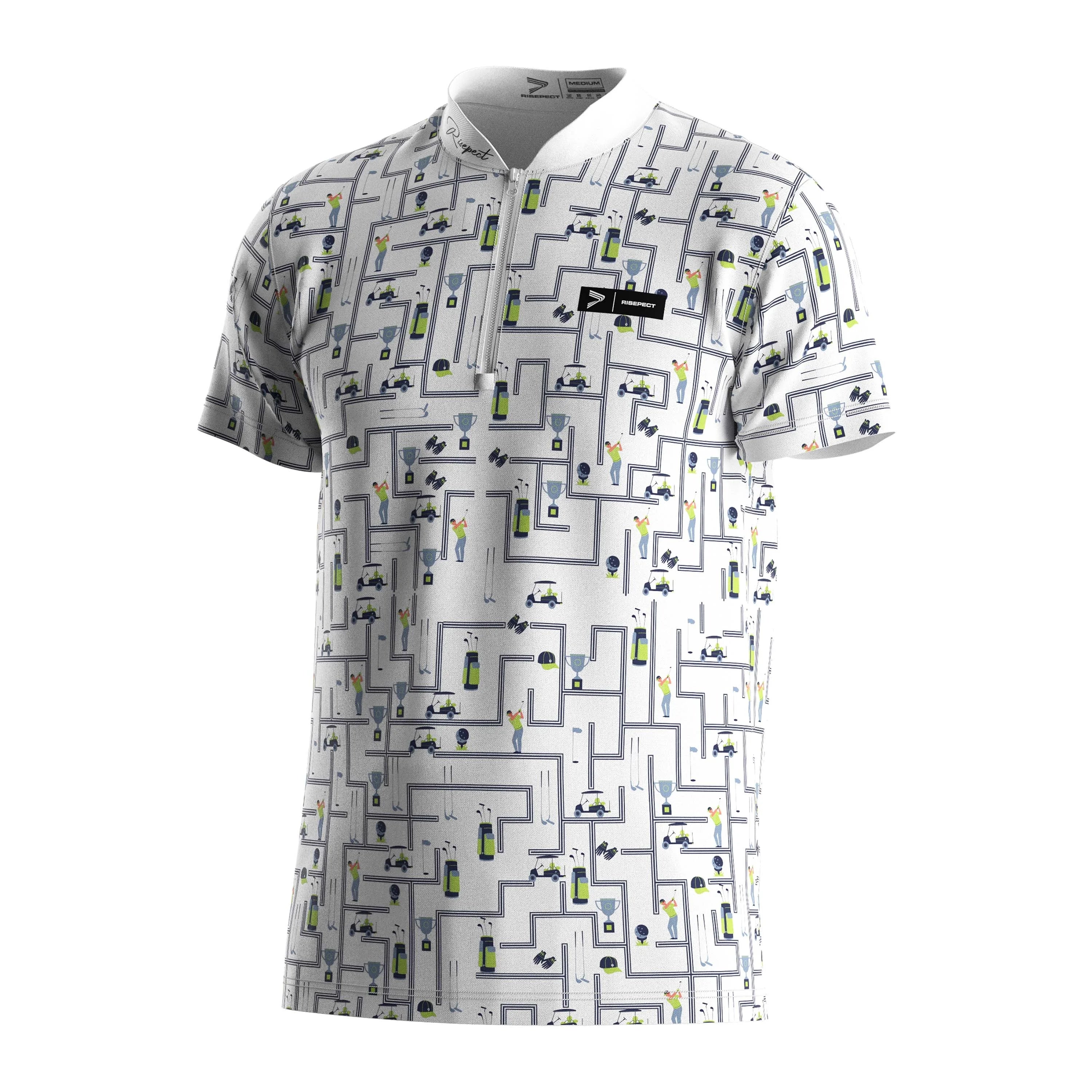 Custom Sublimation Casual T Shirt Zipper Design Short-Sleeved Stand up Collar Shirt Polo T-Shirt for Men Short Sleeve