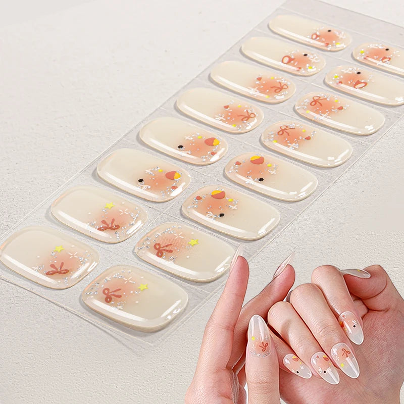 Factory Wholesale Four-Color Environmentally Friendly Non-Toxic Semi-Cured Gel Nail Stickers
