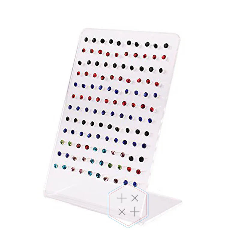 72 Holes Transparent Portable Acrylic Earrings Display Rack Stand for Retail