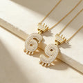 QIKU Crown 0-9 Arabic Numerals Shape Pendant Rhinestone Women Necklace Copper Zircon Jewelry Accessories Unisex Gift Wholesale