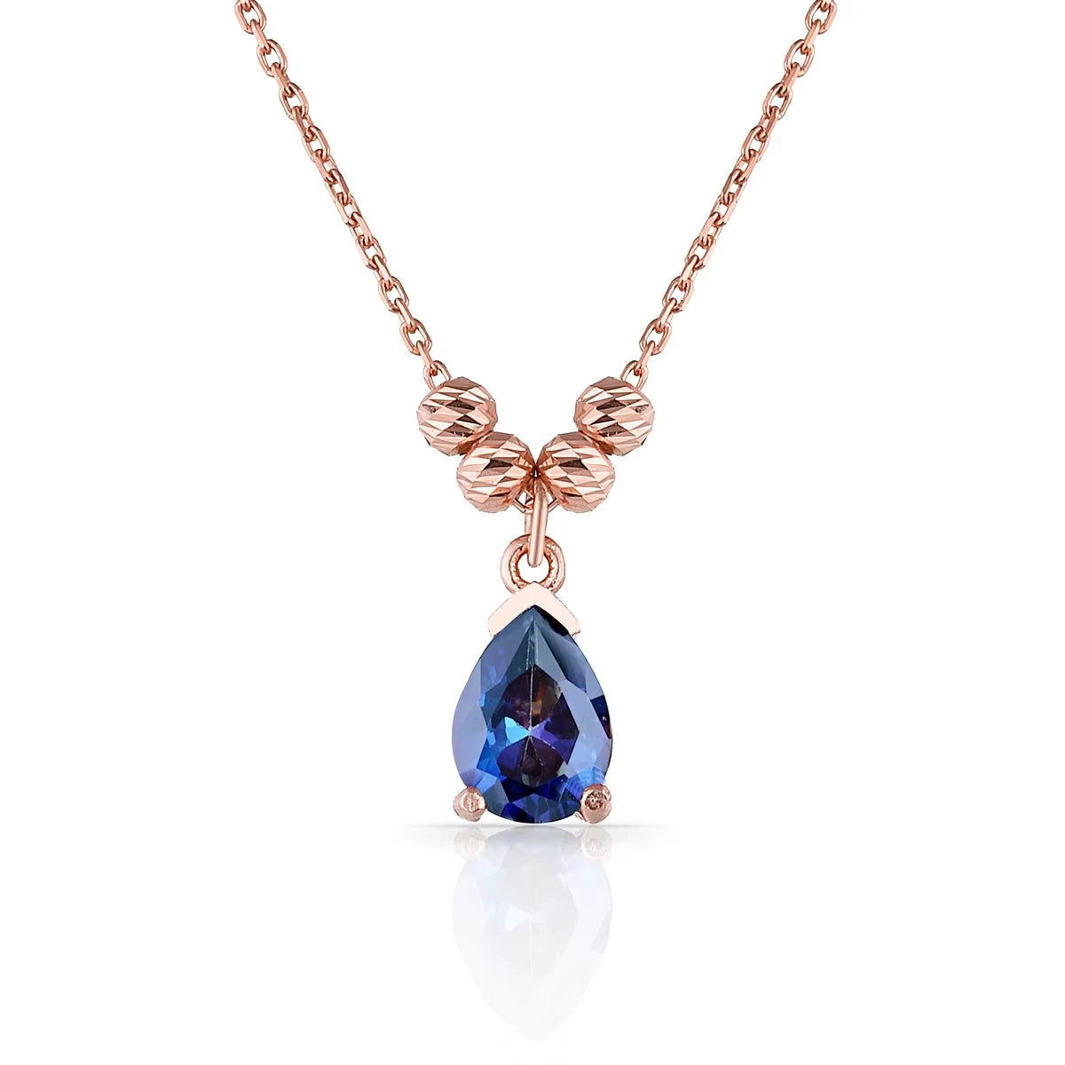 Azuris 925 Sterling Silver Fine Pendant Necklace Bezel Setting Water Drop Zircon Rhodium Plated Trendy Link Chain Wedding Party