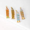 QIKU Wholesale Fish Gemstone & Enamel Charms Cute Animal Pendants for Jewelry Necklace Making