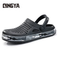 GUYISA Men's Chef Shoes EVA Upper Non-Slip SRC Black Rubber Outsole Slipper with Heel